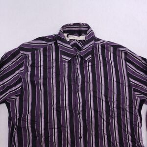 Perry Ellis Flannel Long Sleeve Button Up Shirt Mens Size L Purple Black